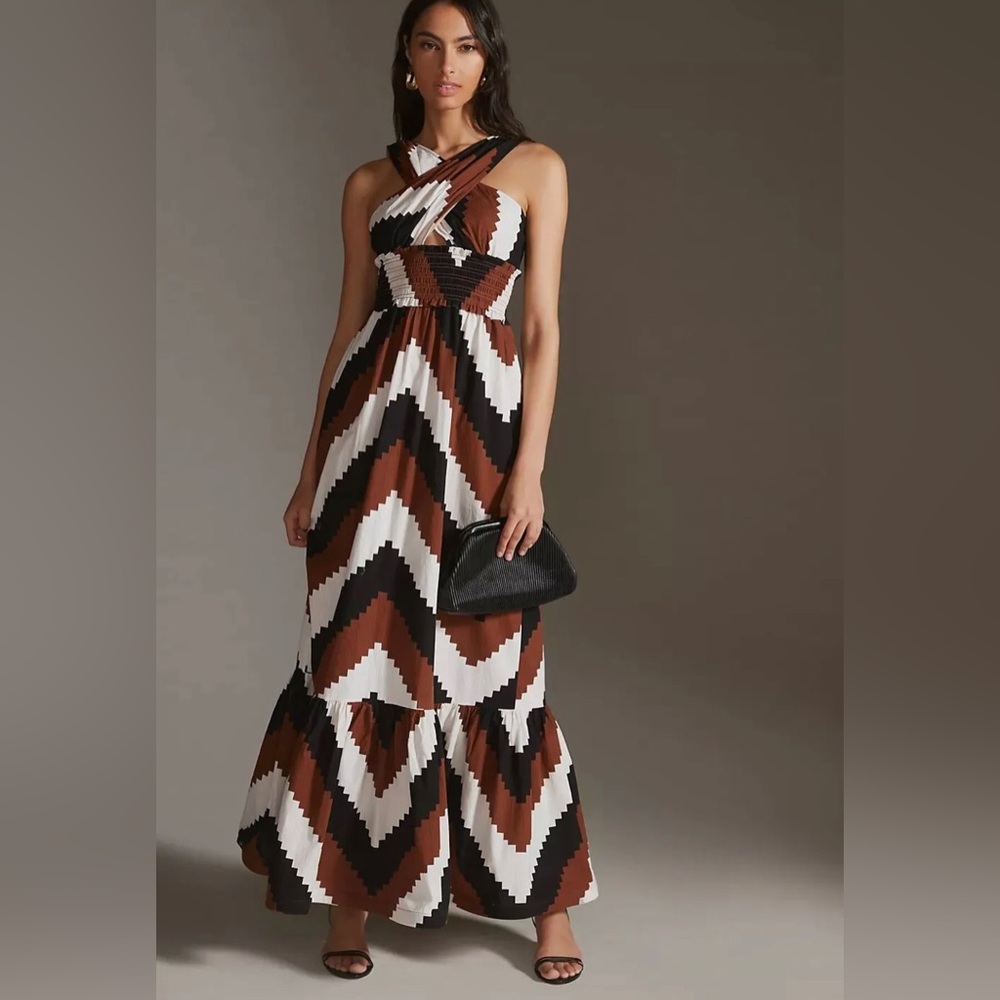 Anthropologie Plenty by Tracy Reese Printed Halter Maxi Dress Size M. B17